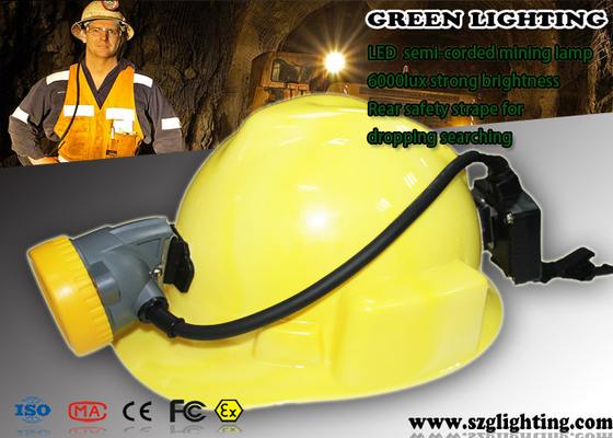 il casco di estrazione mineraria della sicurezza 6400mAH ha condotto il tipo legato con corde semi- delle luci 8000 ore di durata