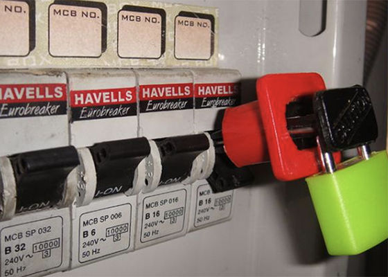 Blocco di sicurezza per interruttori automatici miniaturizzati in nylon PA, blocco di sicurezza elettrico standard con perno