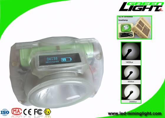 Materiale di carico del PC della luce IP68 13000lux del casco per minatore di USB con lo schermo di OLED