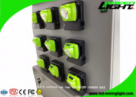 Il casco senza cordone di estrazione mineraria della lampada di cappuccio GLC-6 accende lo scaffale di carico con un doppio lato di 18 unità